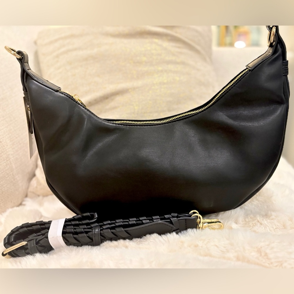 SOLD // NWT 🌙 Jules Kae • Zola Black Vegan Leather Half Moon Shoulder Crossbody - Picture 5 of 16